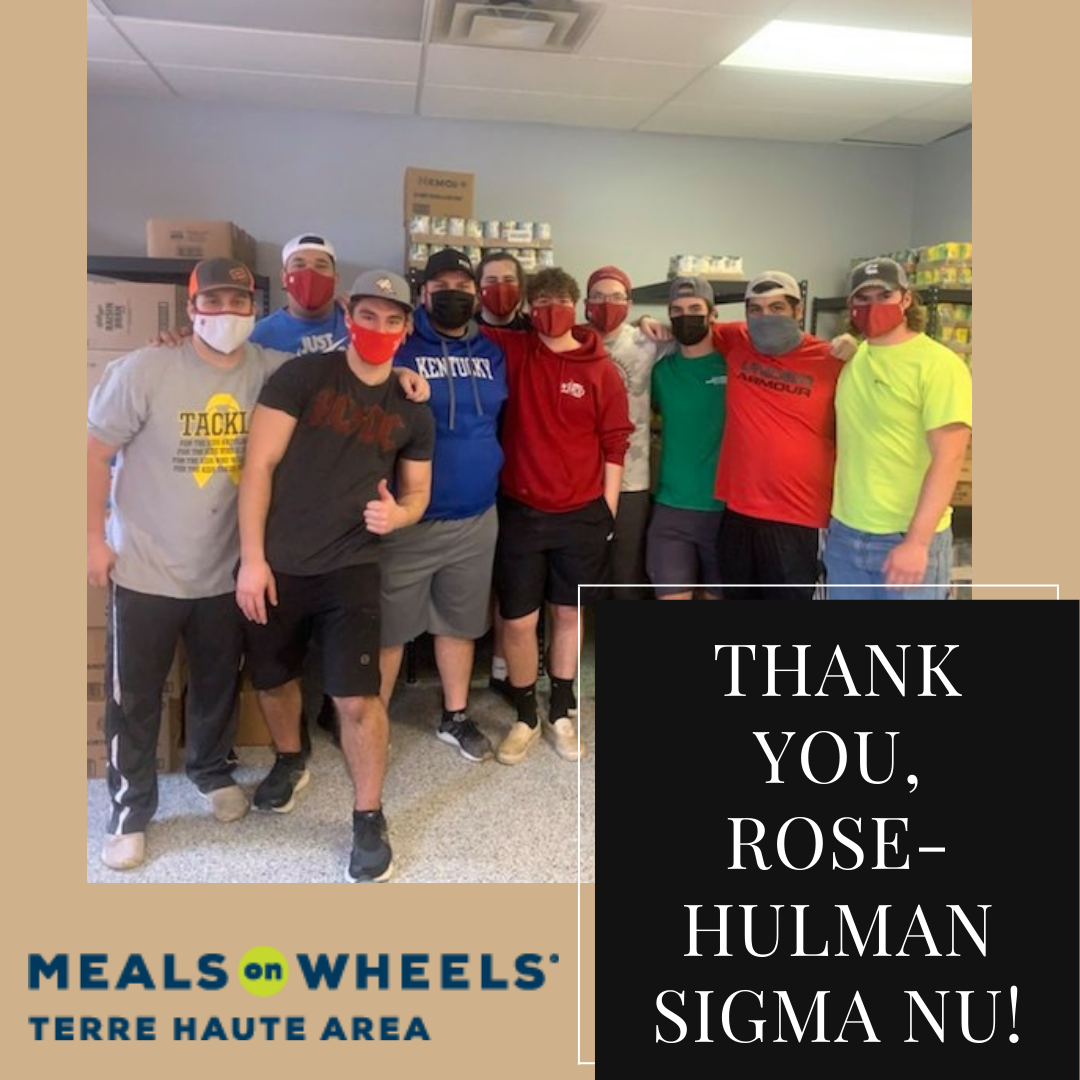 A huge thank-you to the Rose-Hulman chapter of Sigma Nu, who helped us construct and stock food shelves in our new building!